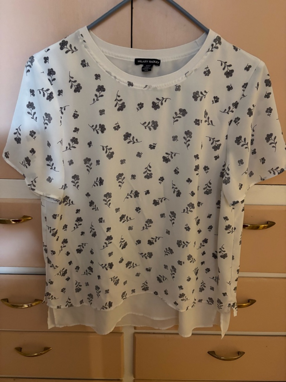 Hilary Radley White Floral Print Short-Sleeve Blouse